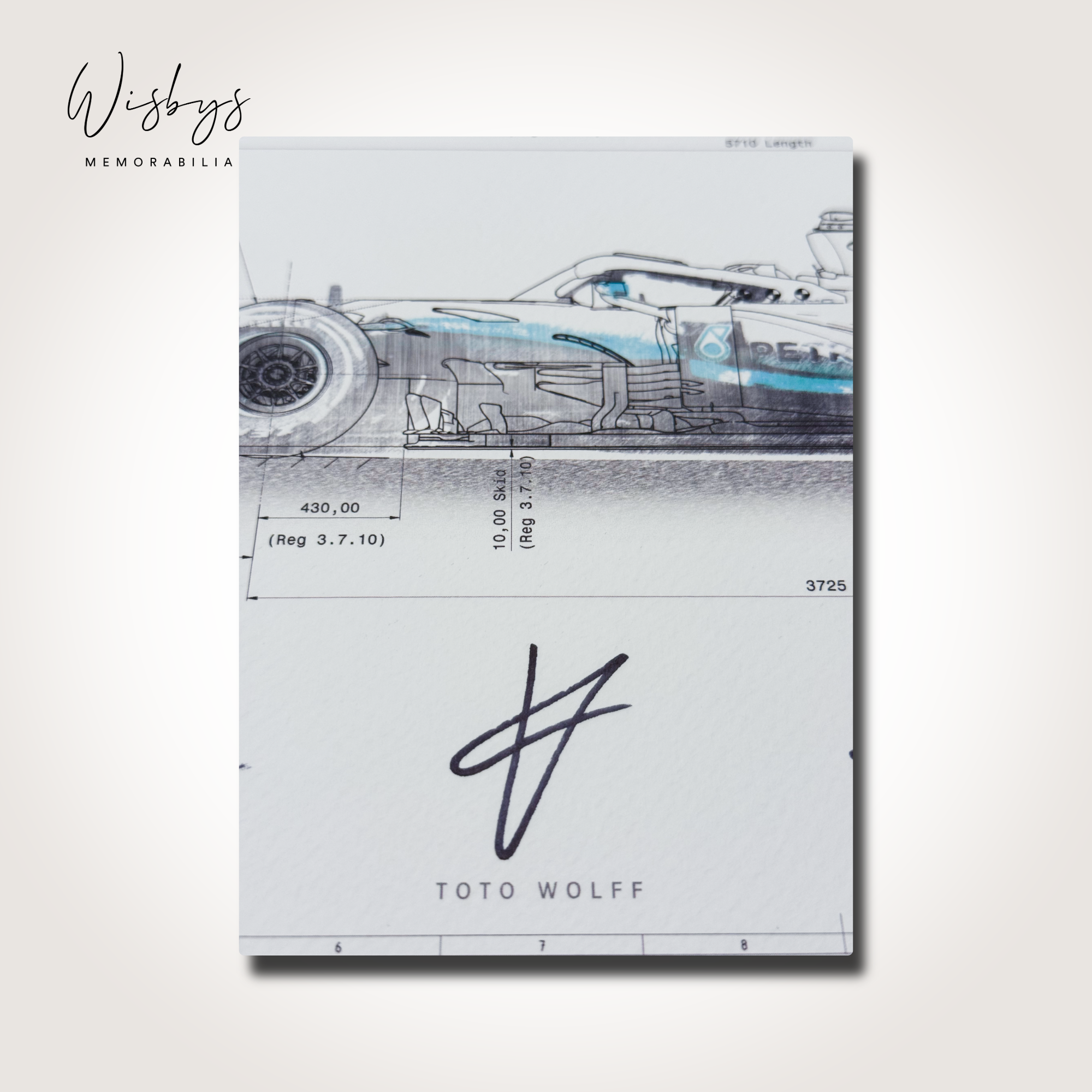 Mercedes W09 Multi-Signed Technical Drawing - Image 4