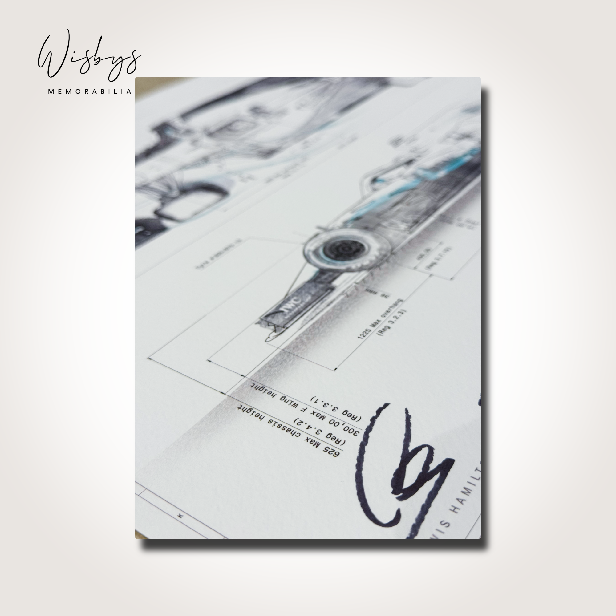 Mercedes W09 Multi-Signed Technical Drawing - Image 7