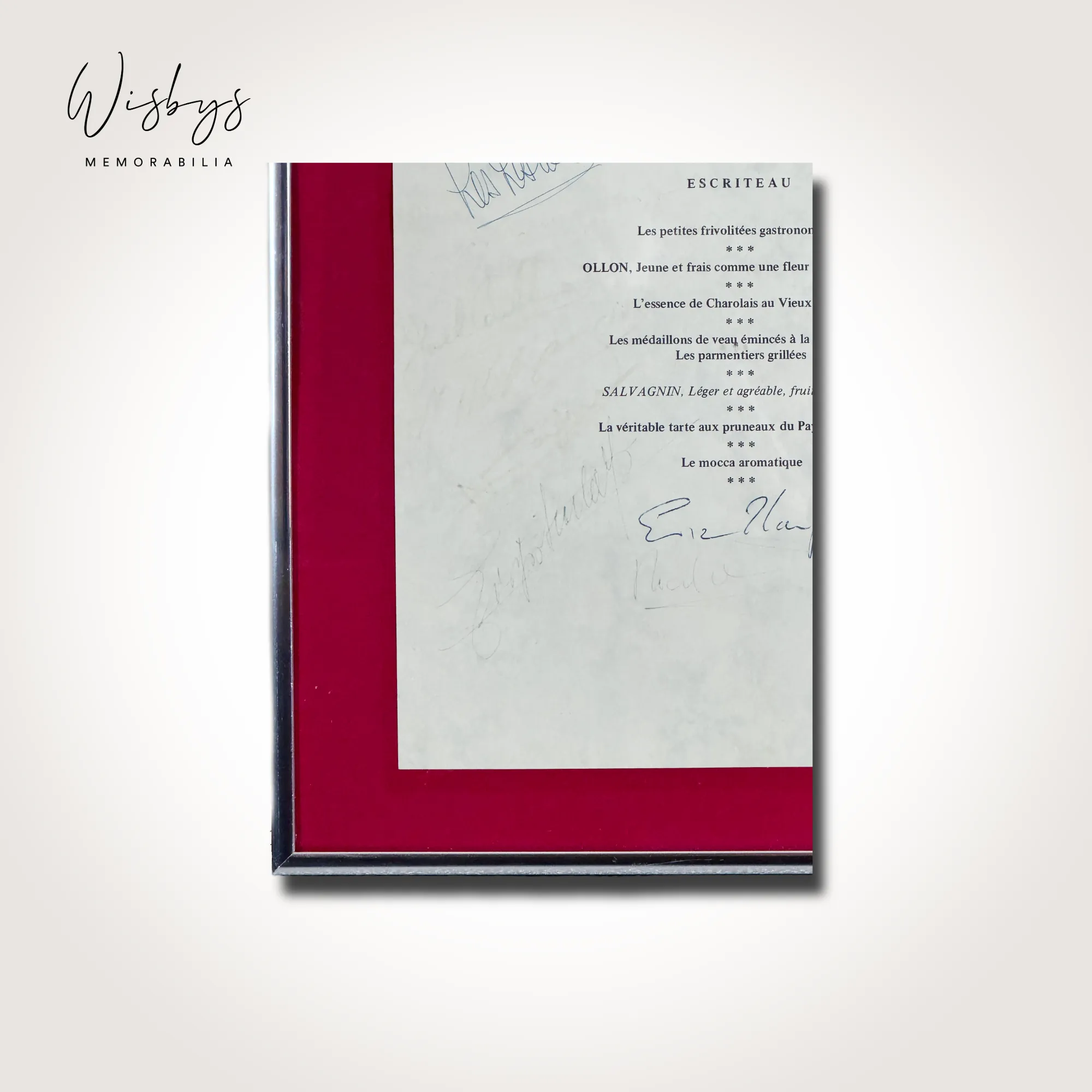 25th Anniversary Grand Prix Drivers Menu - 22 Signatures Including Fangio, Shelby and more, view 2