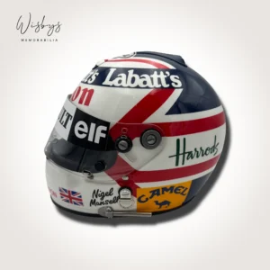 Nigel Mansell signed replica helmet, view 2