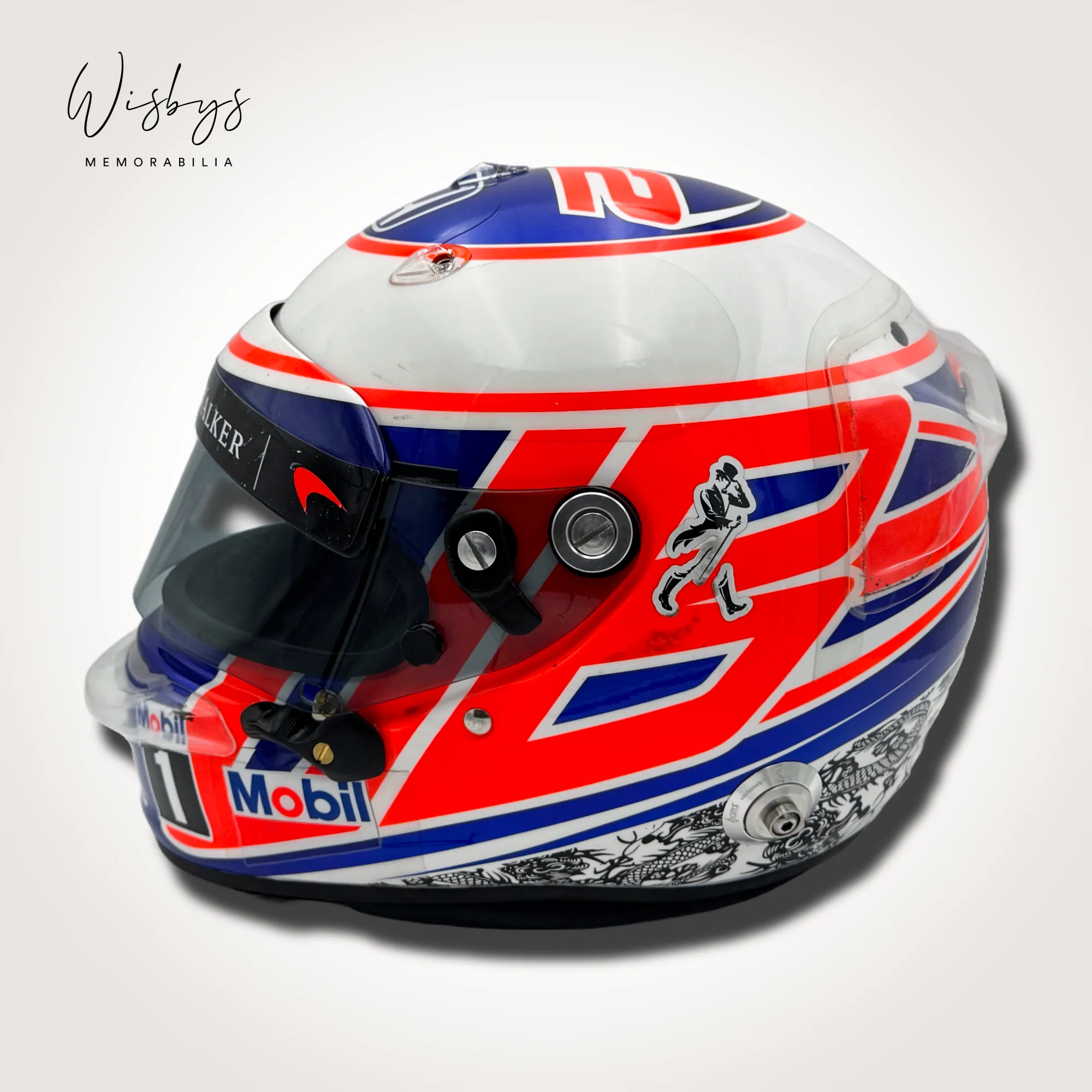Jenson Button McLaren race worn helmet, view 2