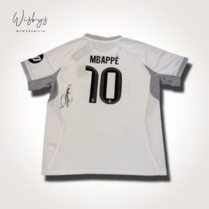 Kylian Mbappe signed Real Madrid jersey